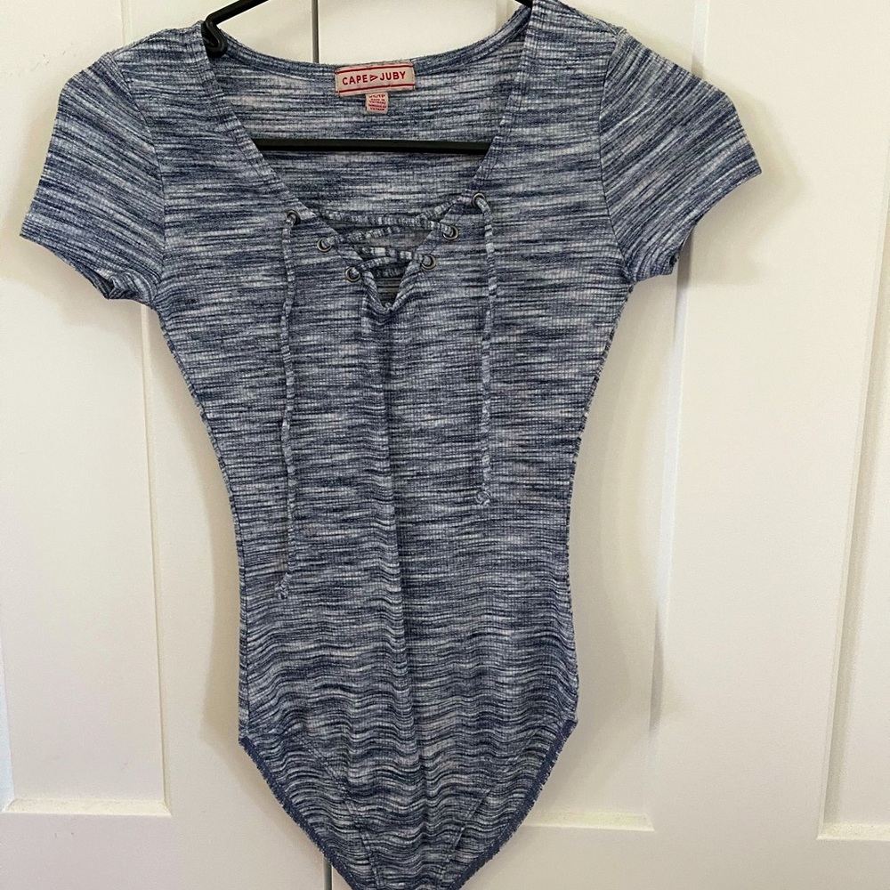 Blue Tie Front Bodysuit
